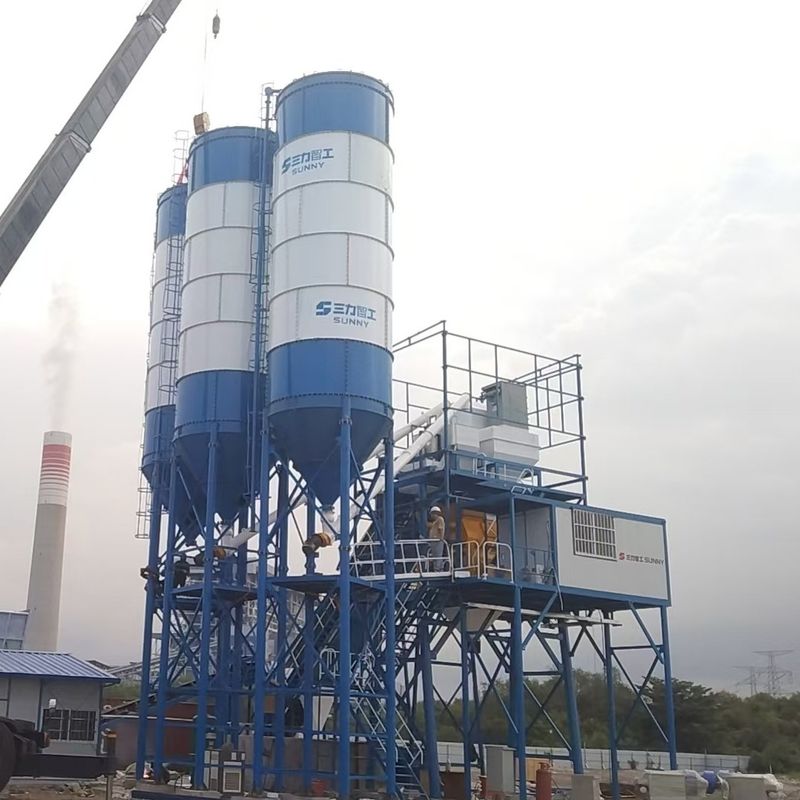 HZS120 Trạm pha trộn bê tông xi măng di động cho xây dựng sân bay với hệ  thống điều khiển PLC tự động
